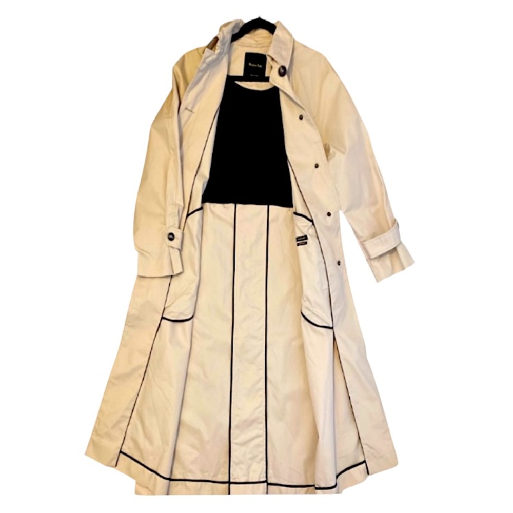 Massimo Dutti Italian Kikki Water Repellent Slip Bottom Sides Trend Coat…